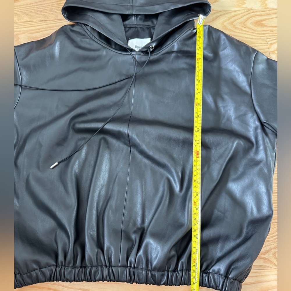 Frankie Shop Agata Black Faux Leather Hoodie Size Small - Picture 5 of 5